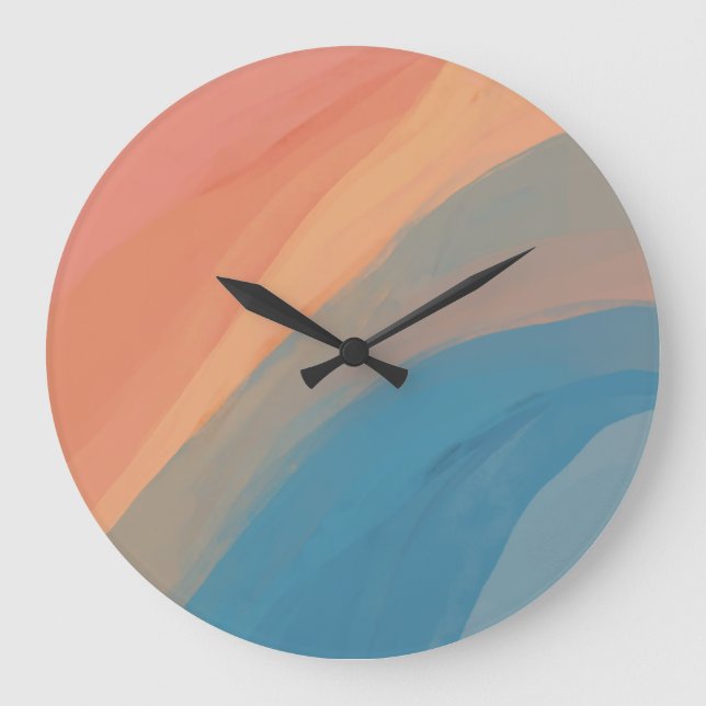 Abstract Art Colourful Watercolor Pink Blue Large Clock (Front)