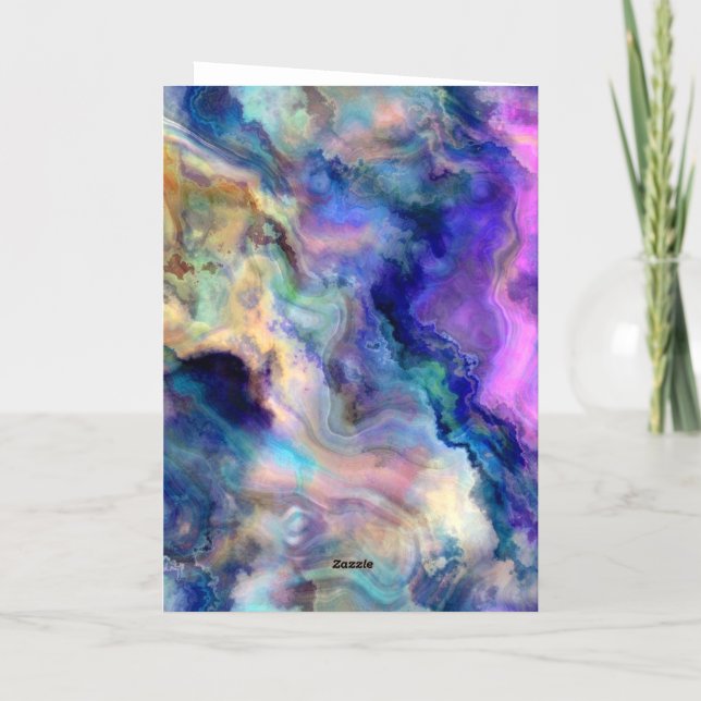 Abstract art colours Folded Foil Holiday Card (Back)