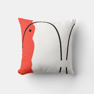 Abstract Art Coral Red Black White Throw Pillow