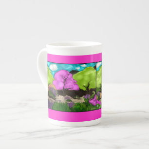 Abstract Art Cotton Candy Trees Bone China Mug