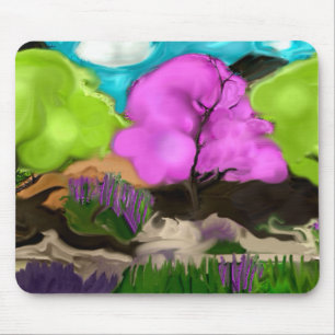 Abstract Art Cotton Candy Trees Mouse Pad