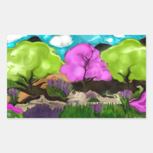 Abstract Art Cotton Candy Trees Sticker