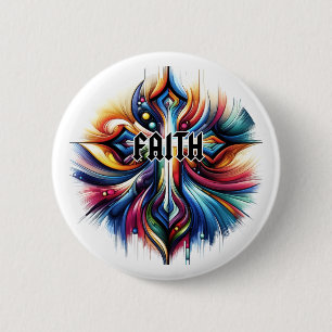 Abstract Art Cross Faith 2 Inch Round Button