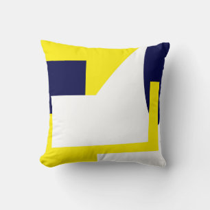 Abstract Art Dark Blue Yellow White Throw Pillow