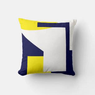 Abstract Art Dark Blue Yellow White Throw Pillow