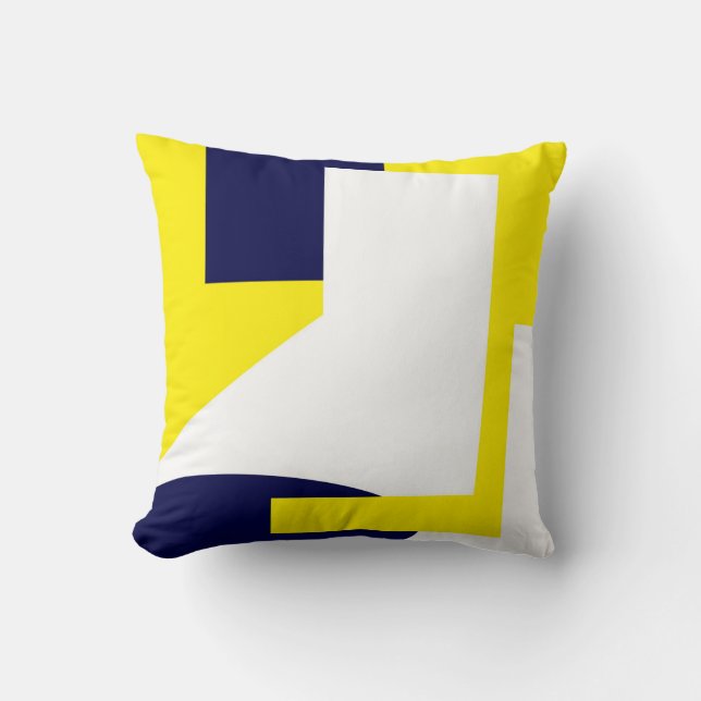 Abstract Art Dark Blue Yellow White Throw Pillow (Front)