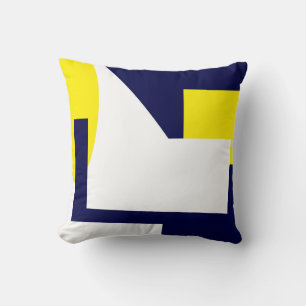 Abstract Art Dark Blue Yellow White Throw Pillow