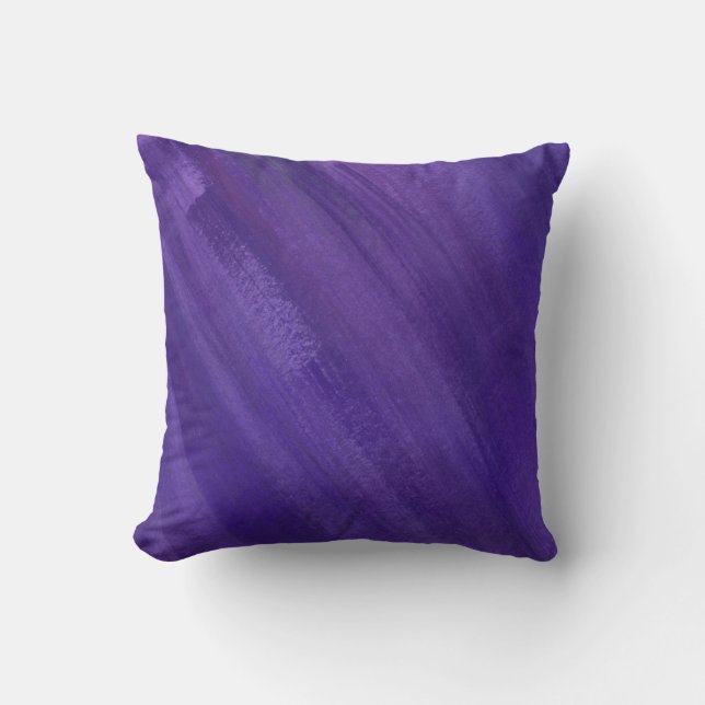 Abstract art dark purple ultraviolet brushed throw pillow (Front)