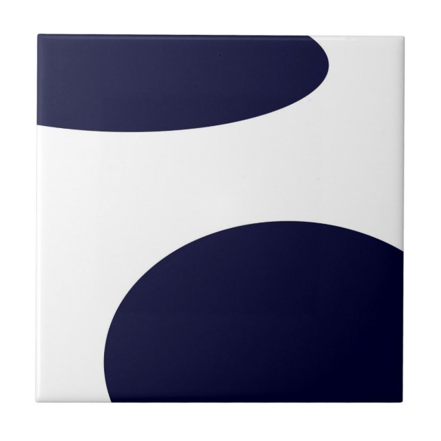 Abstract Art Dark Royal Blue White Tile (Front)