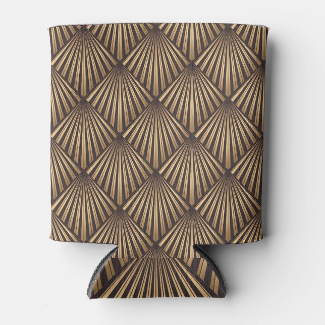Abstract Art Deco: Gold Elegance. Can Cooler (Front)