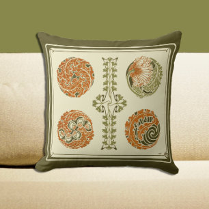 Abstract Art Deco Handsome Leaves Nature Design Th Throw Pillow