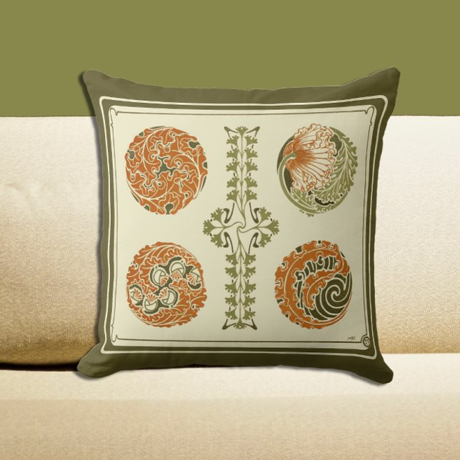 Abstract Art Deco Handsome Leaves Nature Design Th Throw Pillow (Creator Uploaded)