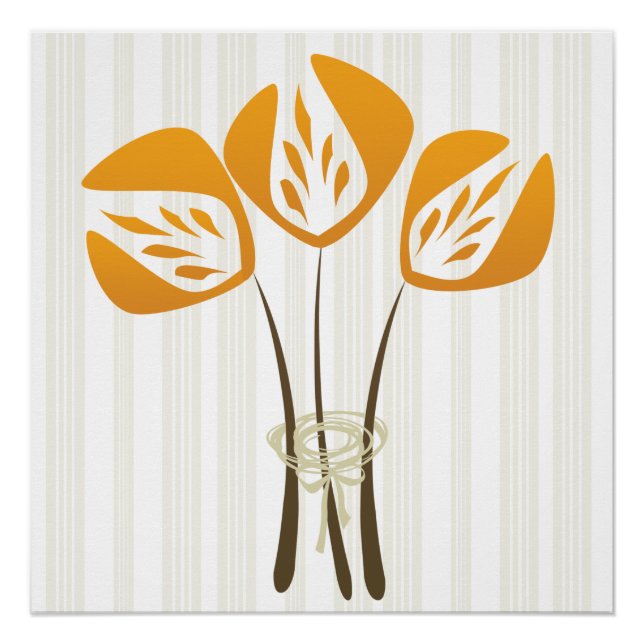 Abstract Art Deco Style Flower Bouquet Poster (Front)