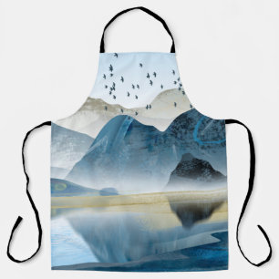 Abstract art decorative background. Mountains and Apron