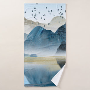 Abstract art decorative background. Mountains and Bath Towel