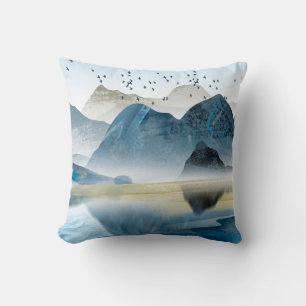 Abstract art decorative background. Mountains and  Throw Pillow