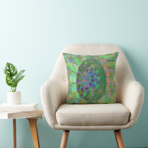 Abstract Art Decorative Colourful Egg Elegant Gree Throw Pillow