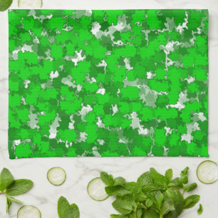 Abstract Art Design Green Foliage Kitchen Towel