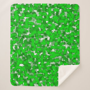 Abstract Art Design Green Foliage Sherpa Blanket