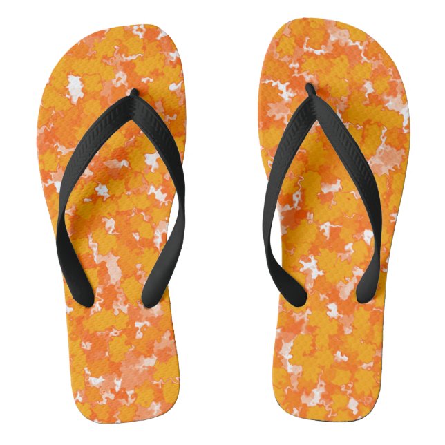 Abstract Art Design Orange Foliage Flip Flops (Footbed)