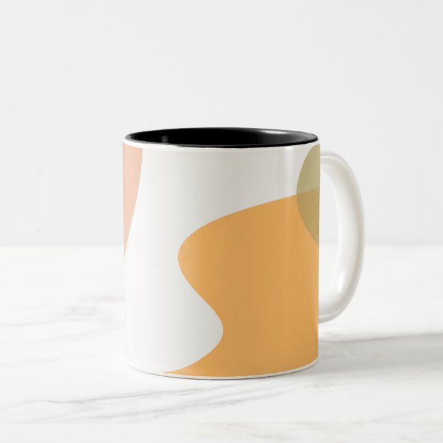 Abstract Art Design Orange Red Two-Tone Coffee Mug (Front Right)