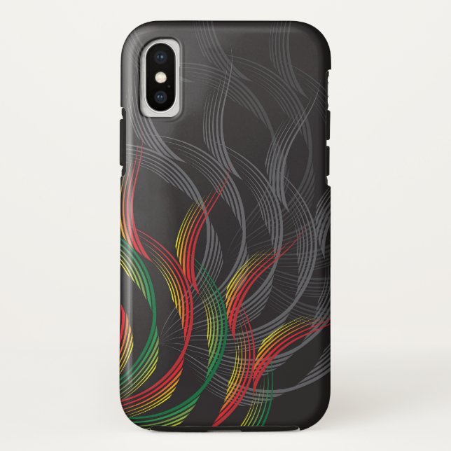 Abstract Art Digital Red Green Waves Phone Case (Back)