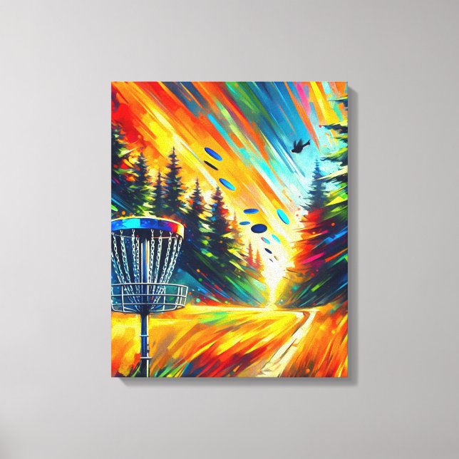 Abstract Art Disc Golf Colourful AI Art Canvas Print (Front)