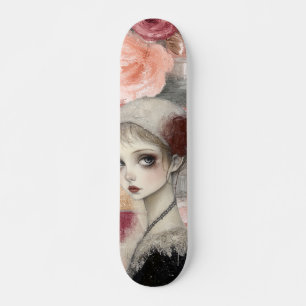 Abstract Art Distressed Grunge Girl Mixed Media Skateboard