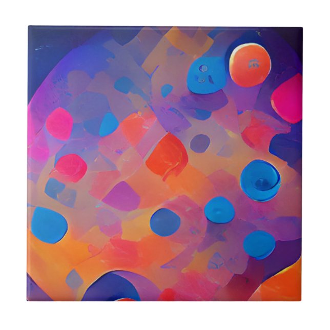 Abstract art dots colourful tile (Front)