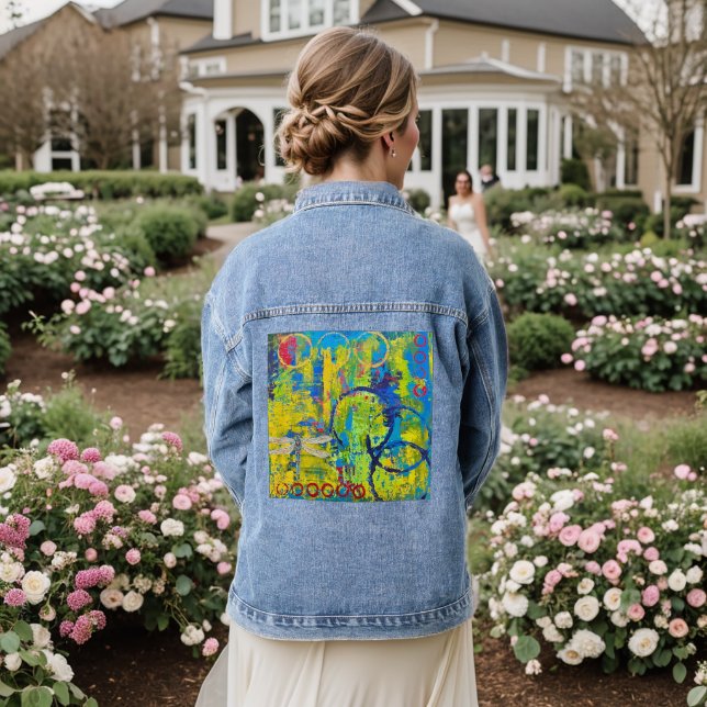 Abstract Art Dragonfly Denim Jacket (Wedding Back)