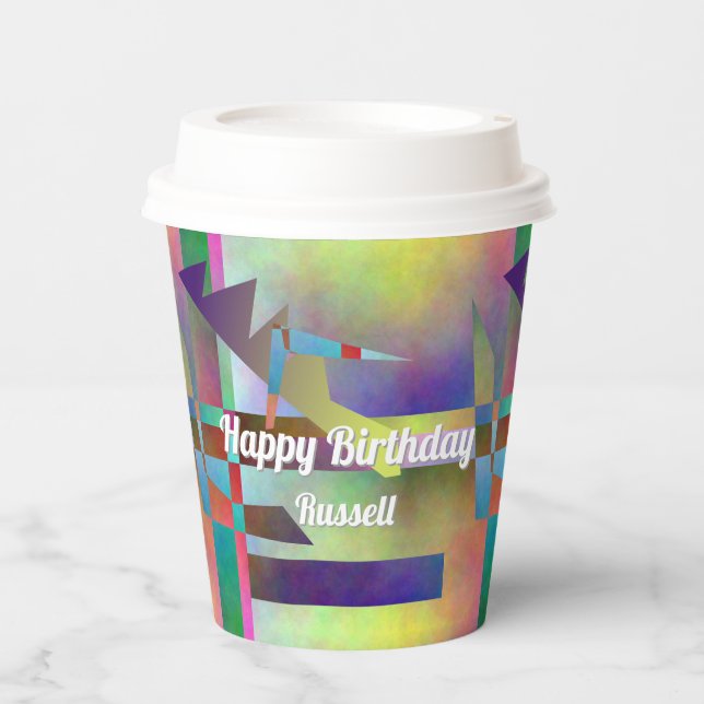 Abstract Art Elemental Birthday Party Paper Cups (Front)