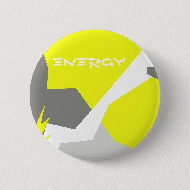 Abstract Art Energy Yellow Grey 2 Inch Round Button (Front)