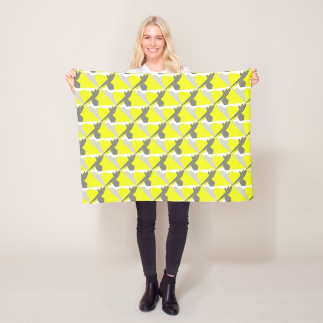 Abstract Art Energy Yellow Grey Fleece Blanket (In Situ)