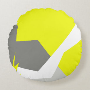 Abstract Art Energy Yellow Grey Round Pillow
