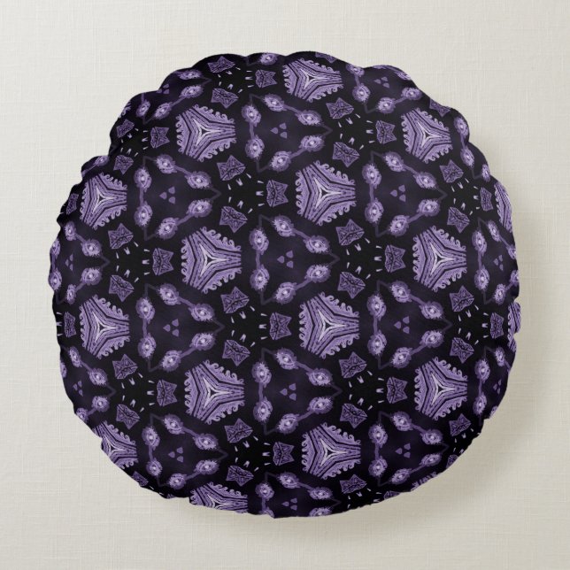 Abstract art eyes and diamond watercolour pattern  round pillow (Front)