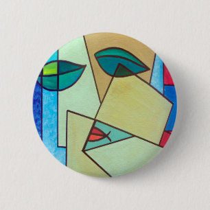 abstract art face 2 inch round button