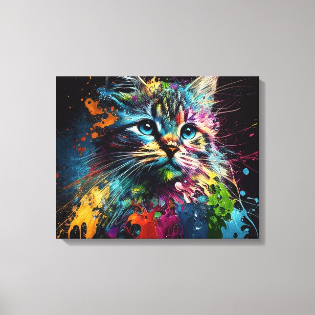 Abstract Art Featuring a Cat Canvas Print (Front)