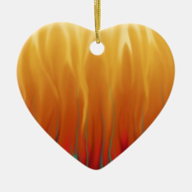 Abstract Art - Fire - Background Flames Ceramic Ornament (Front)