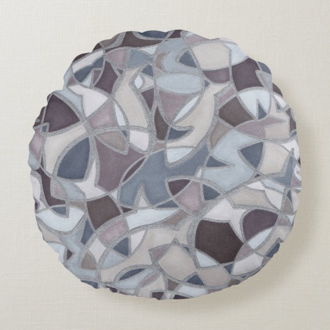 Abstract Art Fish in a Frenzy Round Pillow (Front)
