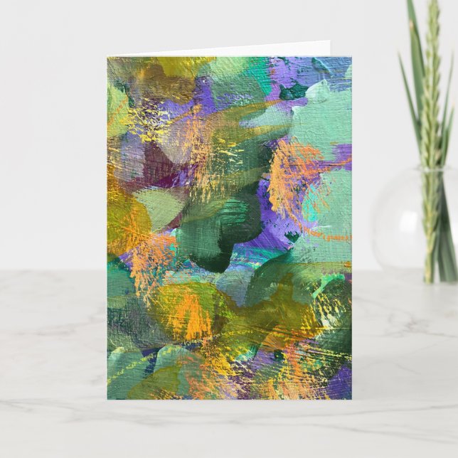 Abstract Art Flower Field Folded Note Card (Front)