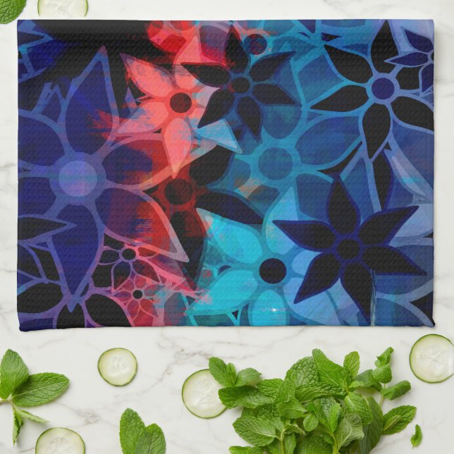 Abstract Art Flower Pattern #2 Kitchen Towel (Folded)