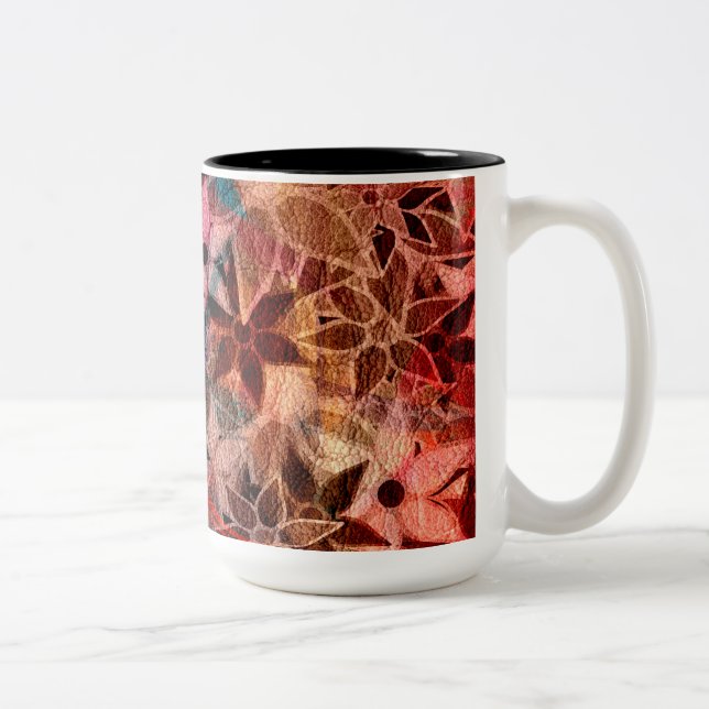 Abstract Art Flower Pattern #3 Two-Tone Coffee Mug (Right)