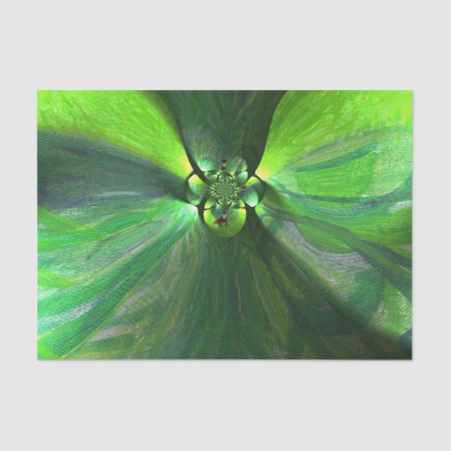Abstract Art Foxes Green Leaves Tissue Paper (Front)
