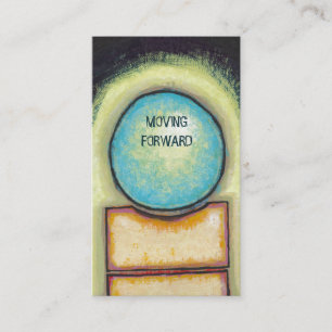 Abstract art fun blue circle painting your words business card