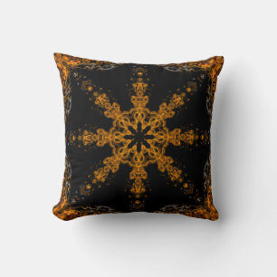 Abstract Art, Geometric Designs, Black Gold Grey Throw Pillow