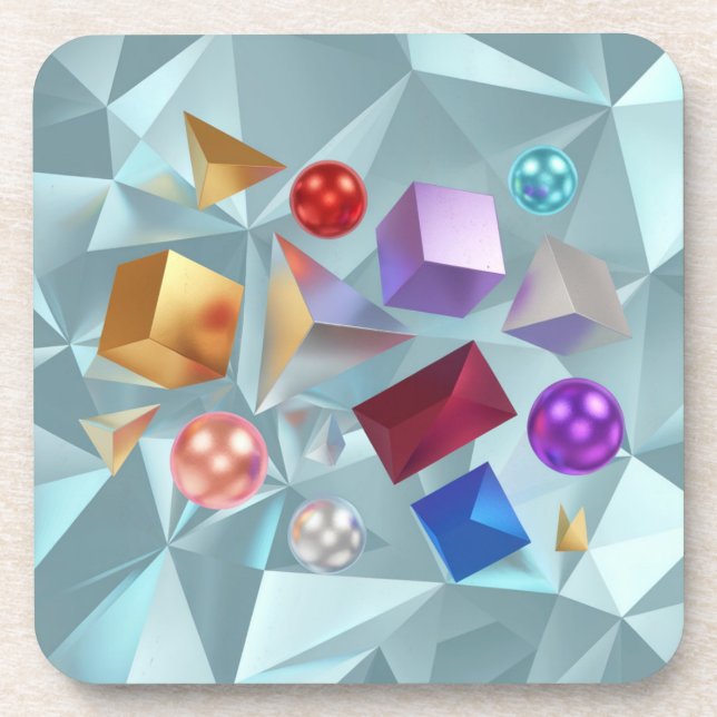 Abstract Art Geometric Shapes Polygonal Coaster Se (Front)