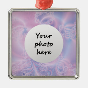 Abstract Art Glowing Pink Metal Ornament