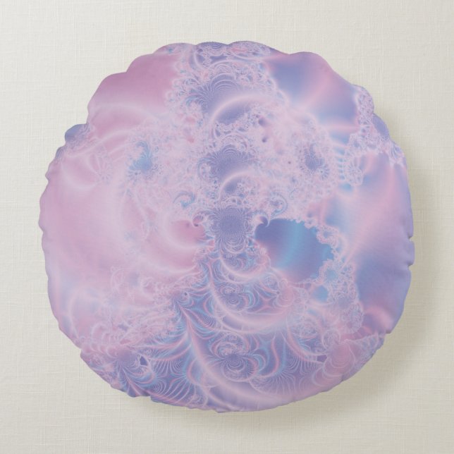 Abstract Art Glowing Pink Round Pillow (Front)