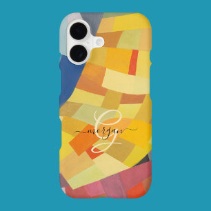 Abstract Art, Gold Monogram, Black Script Name