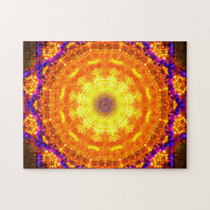 Abstract Art   Golden and Purple Mandala Jigsaw Puzzle